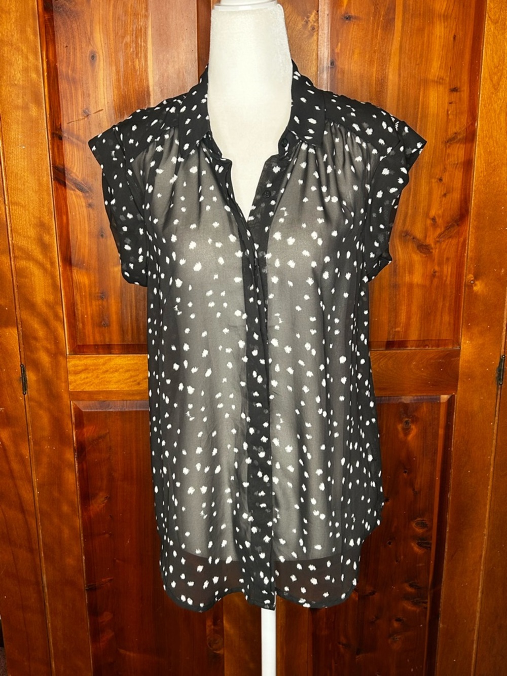 Philosophy Sheer Chiffon Blouse Fairycore Grunge Whimsygoth Romantic Blk & Gray
